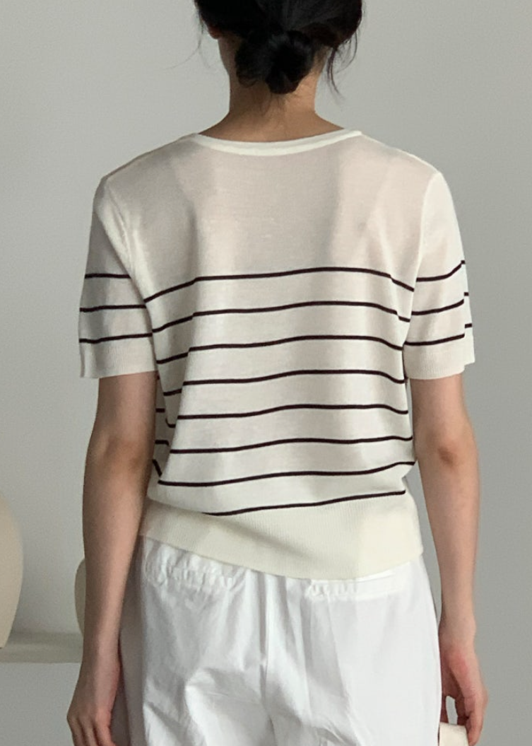 Striped linen cardigan