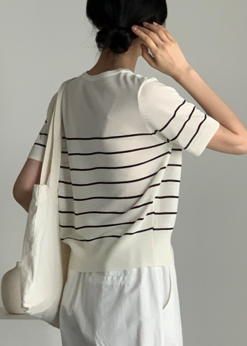 Striped linen cardigan