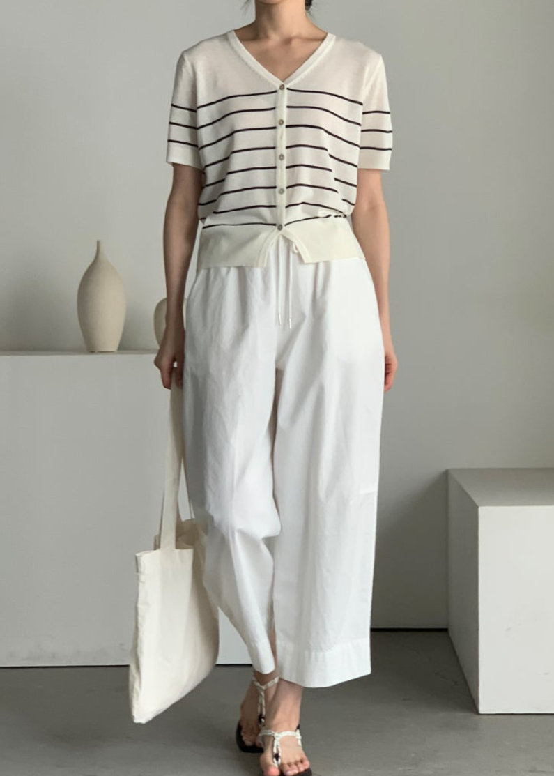 Striped linen cardigan