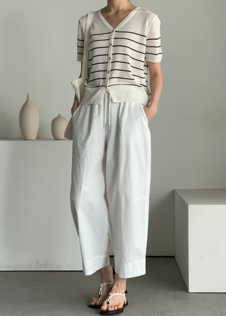 Striped linen cardigan