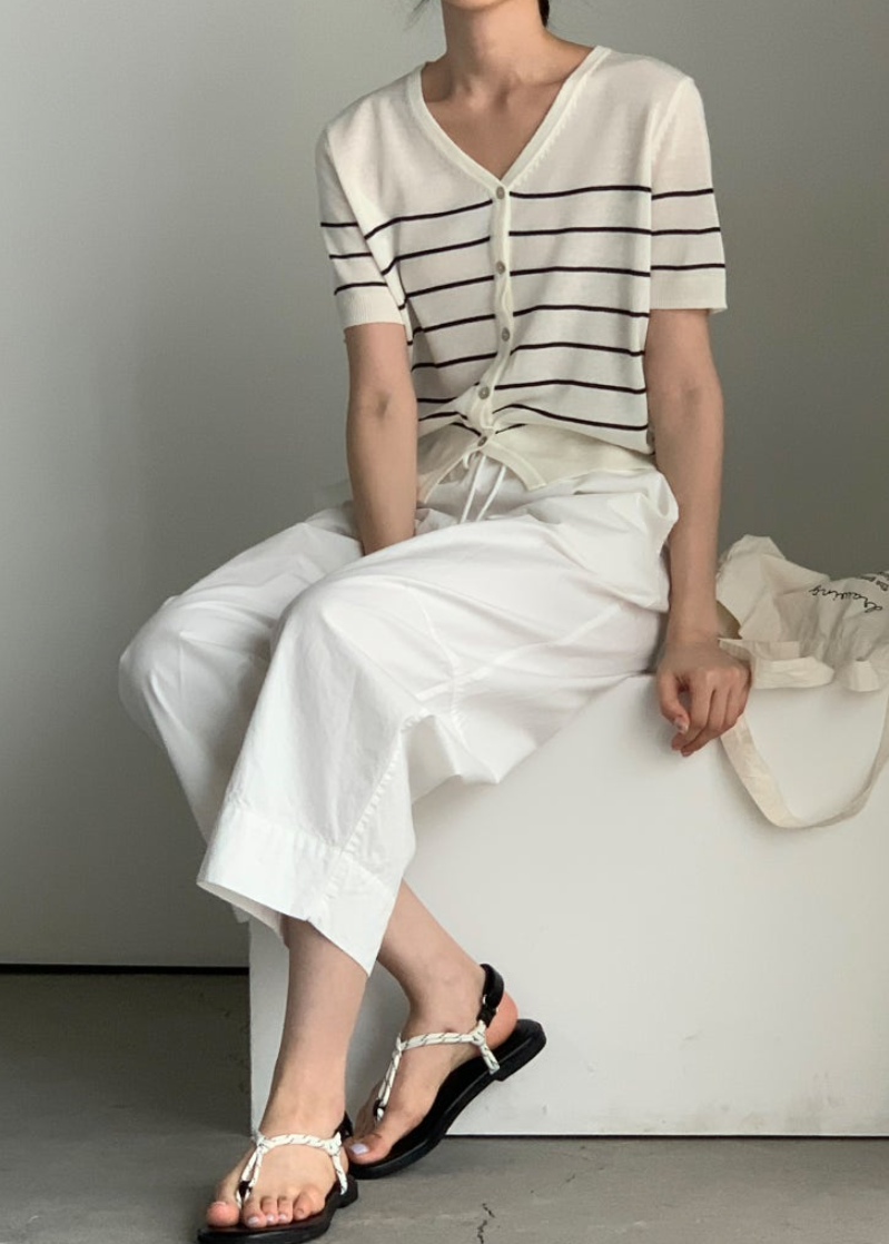 Striped linen cardigan