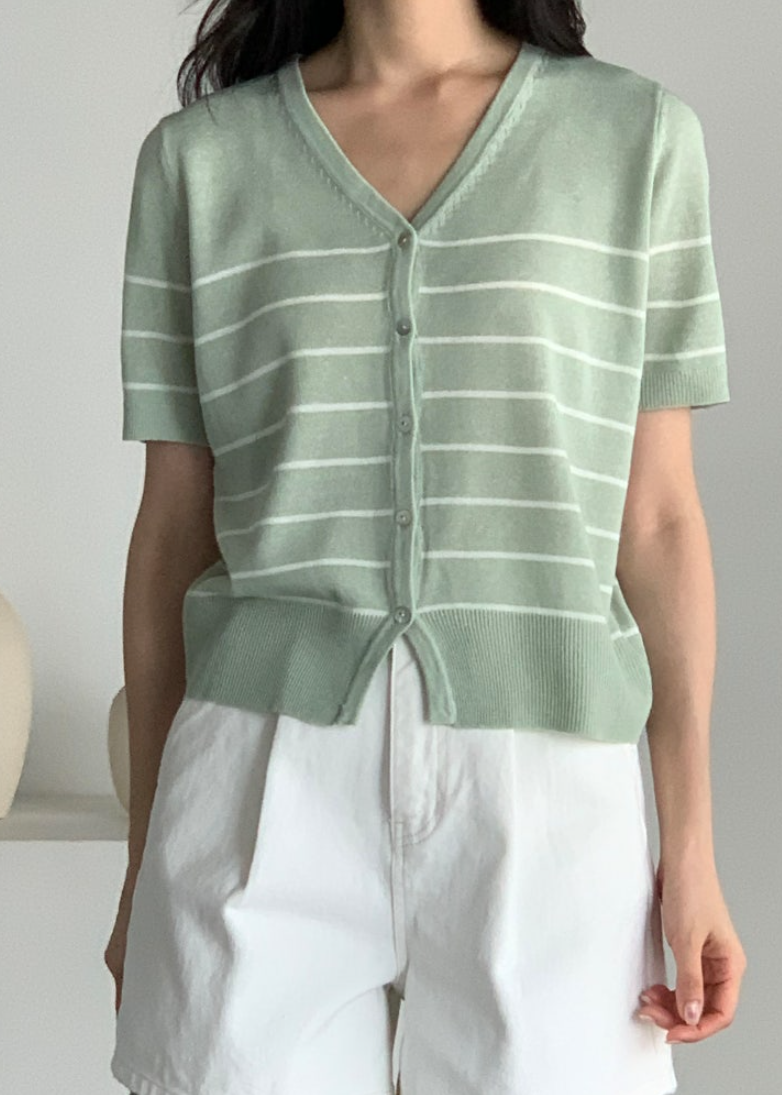 Striped linen cardigan
