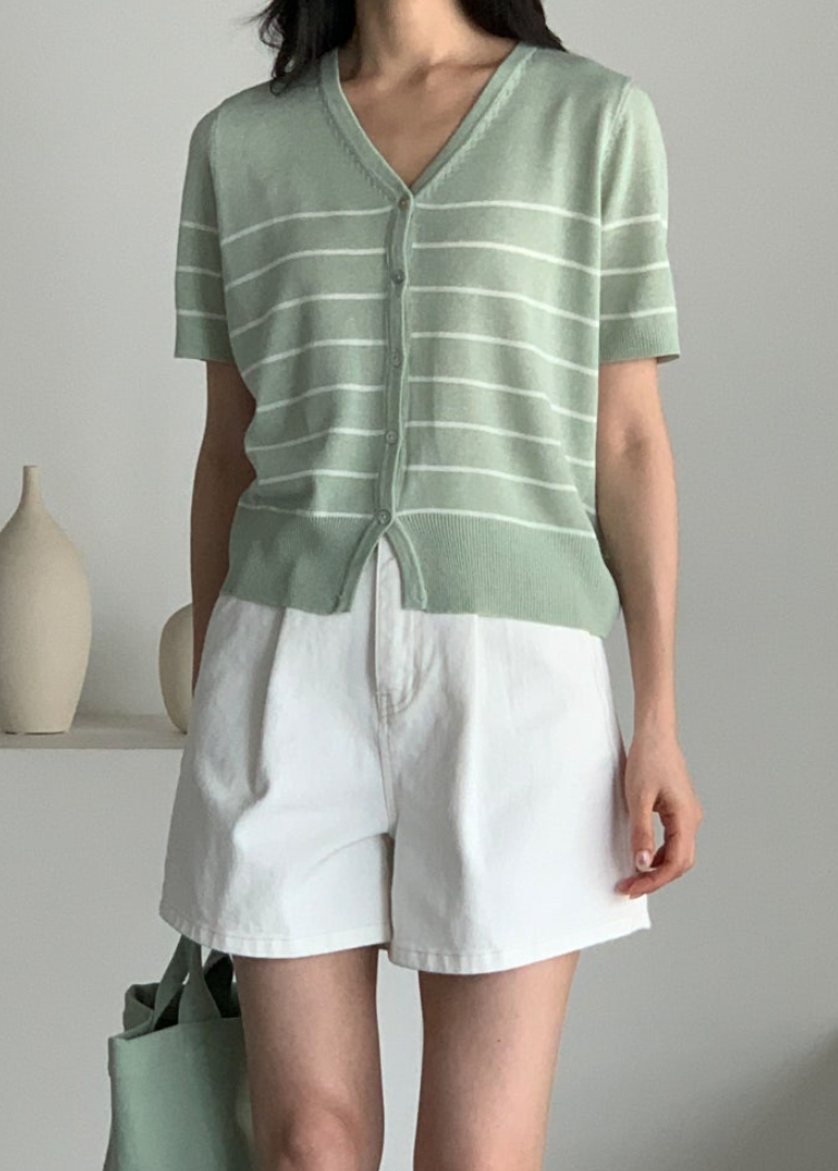 Striped linen cardigan