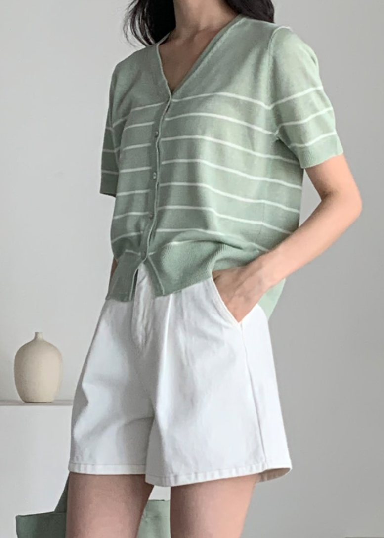Striped linen cardigan