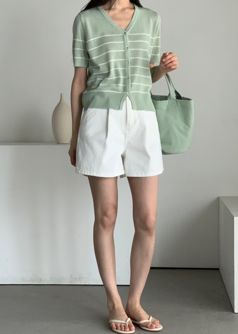 Striped linen cardigan