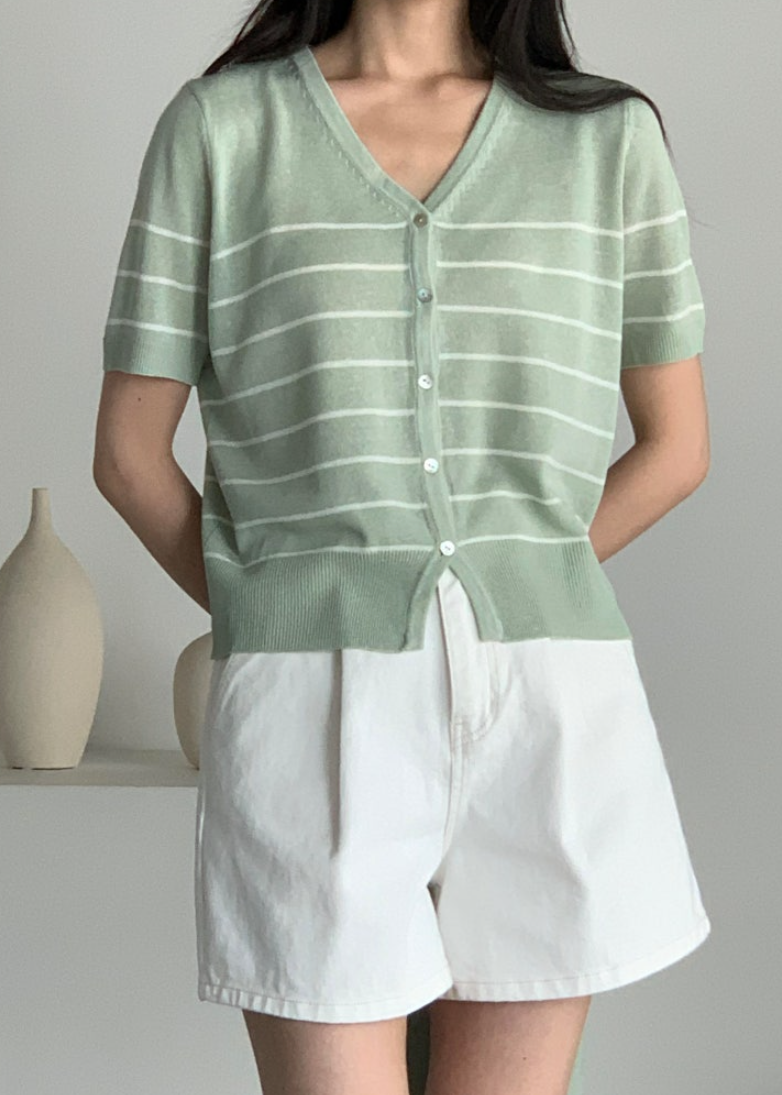 Striped linen cardigan