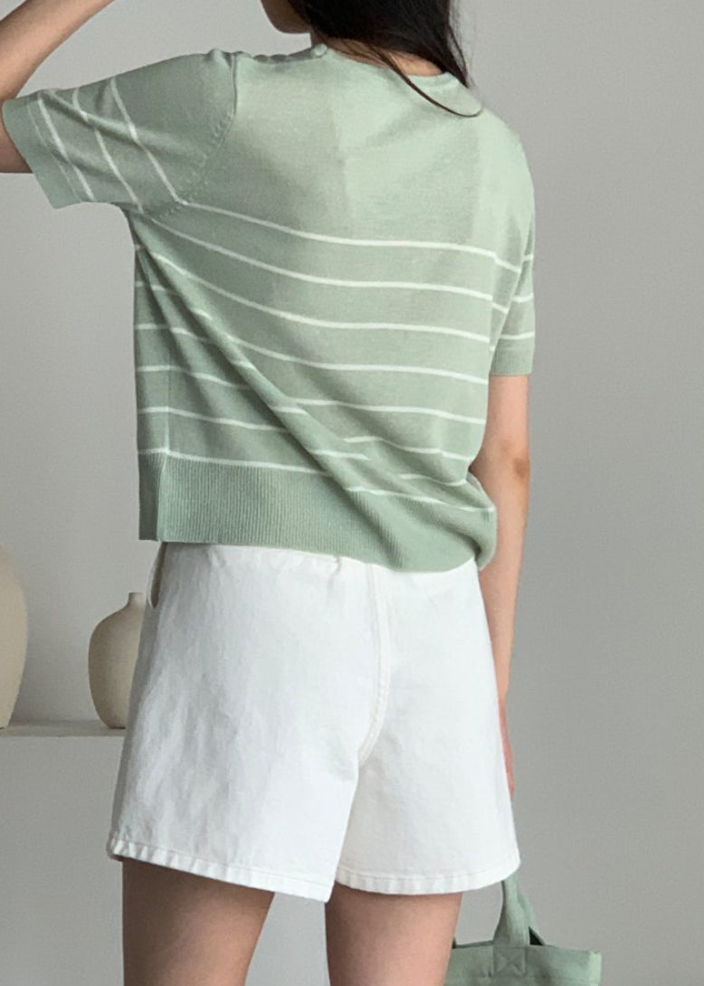 Striped linen cardigan