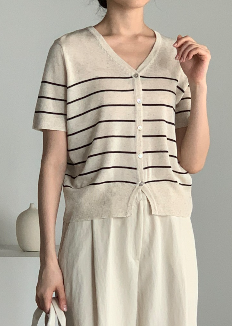 Striped linen cardigan