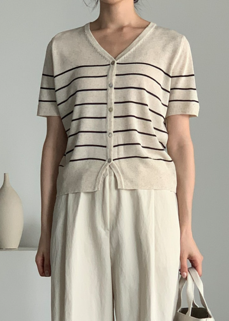 Striped linen cardigan