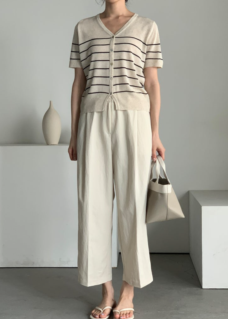 Striped linen cardigan