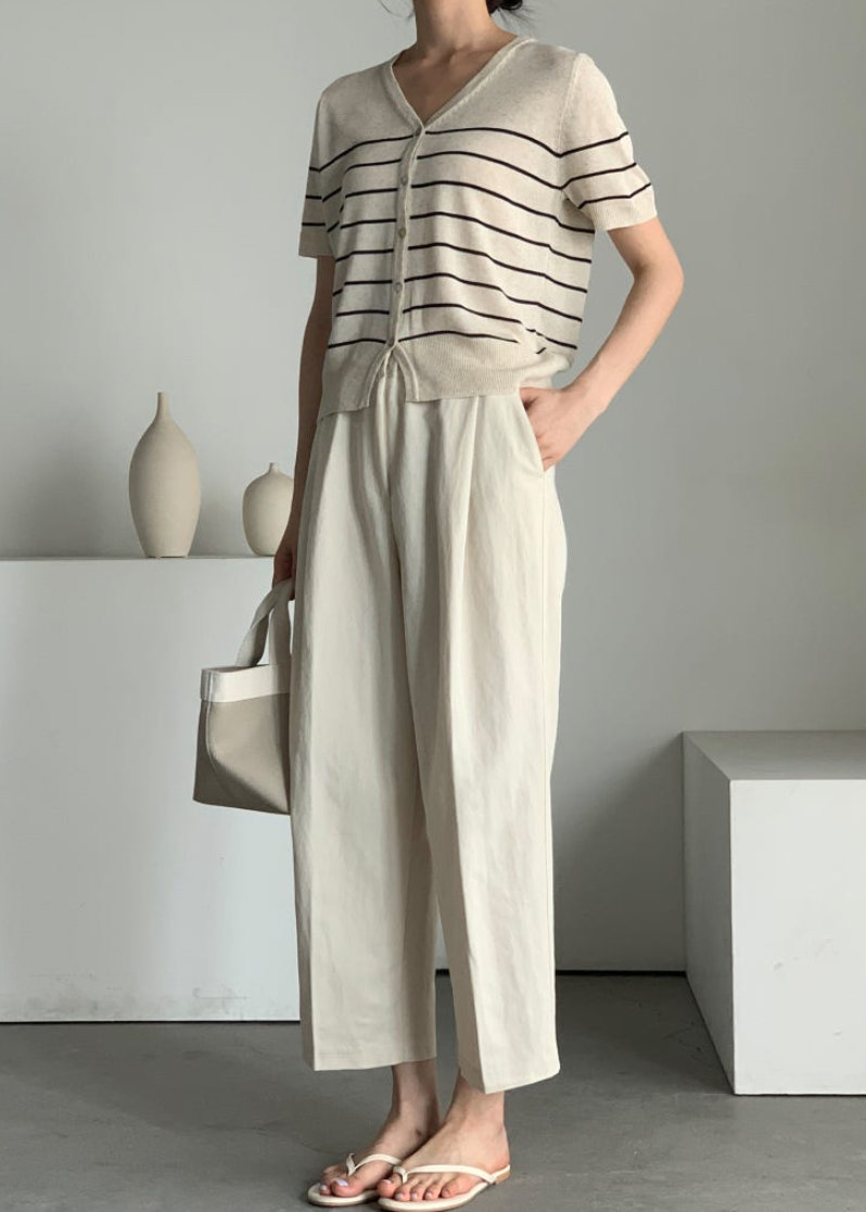 Striped linen cardigan