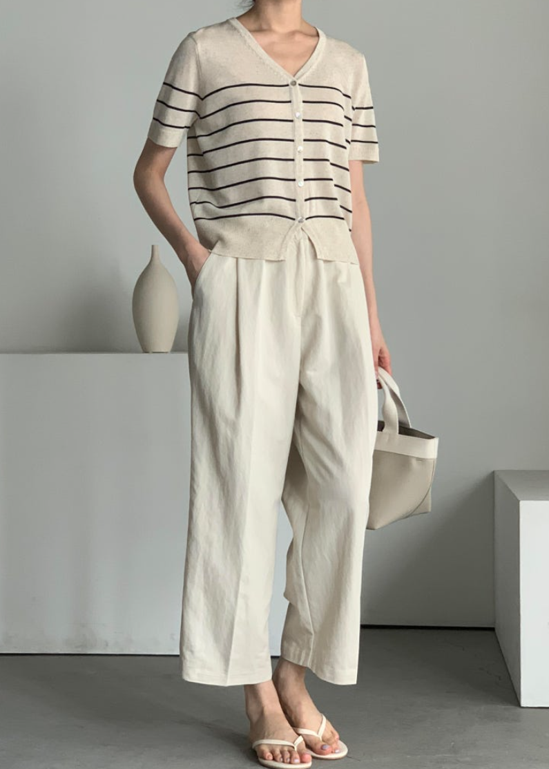 Striped linen cardigan