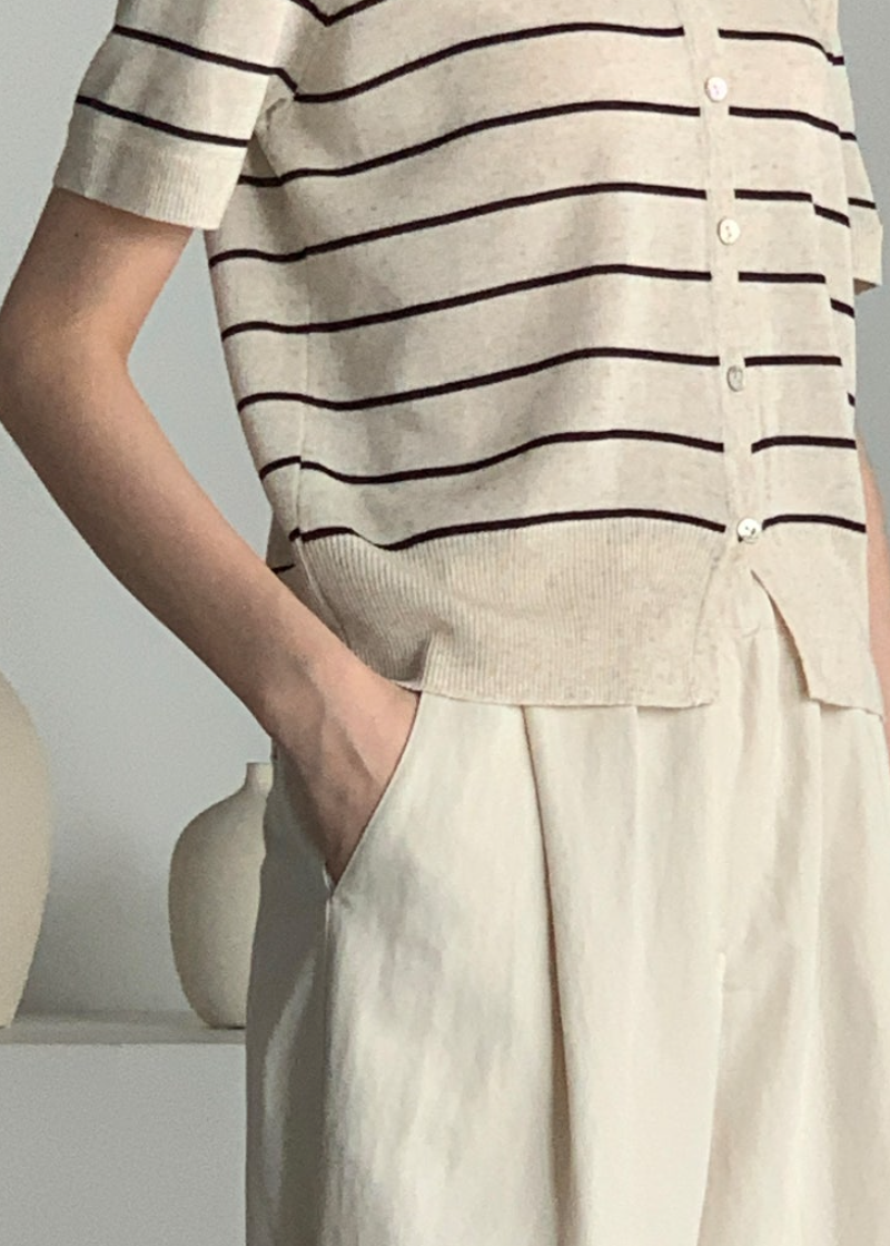 Striped linen cardigan