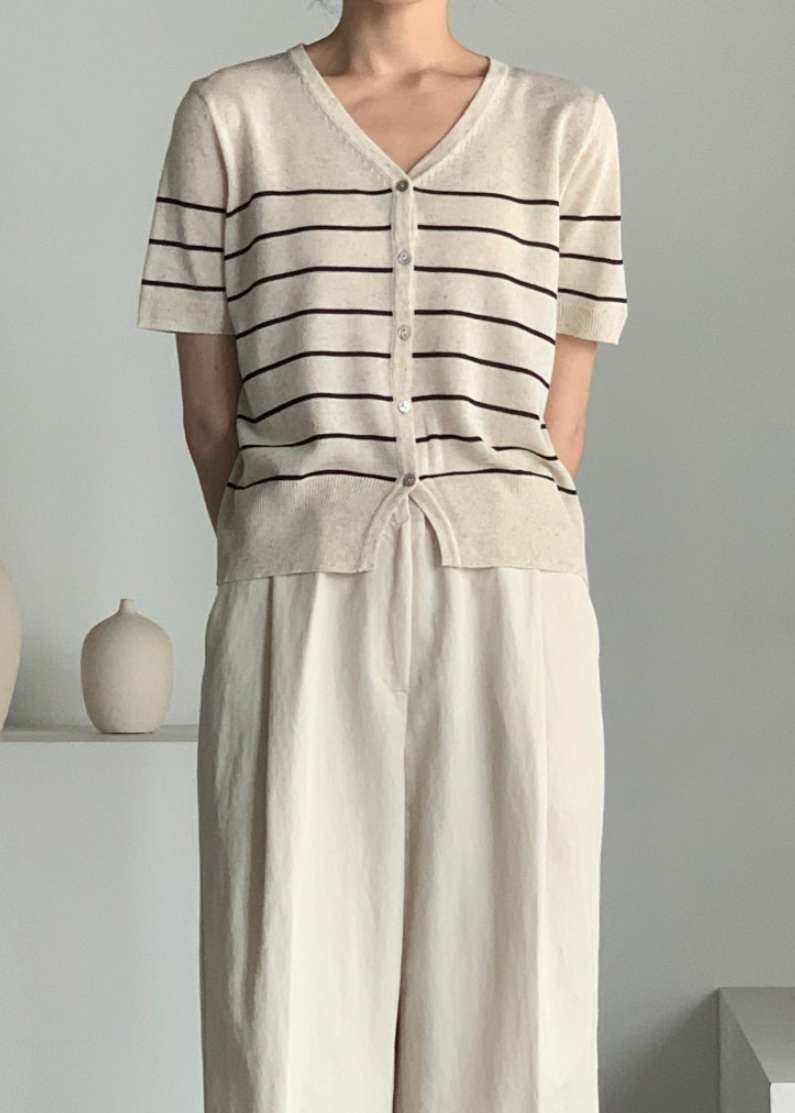 Striped linen cardigan