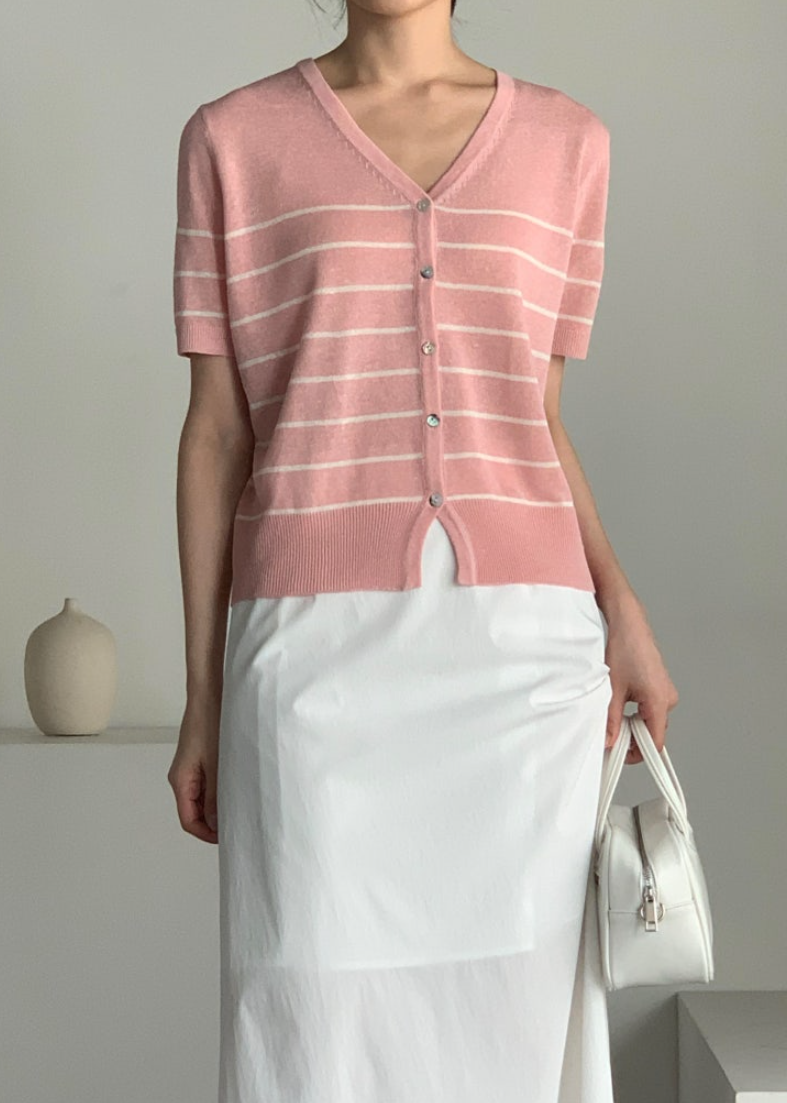 Striped linen cardigan