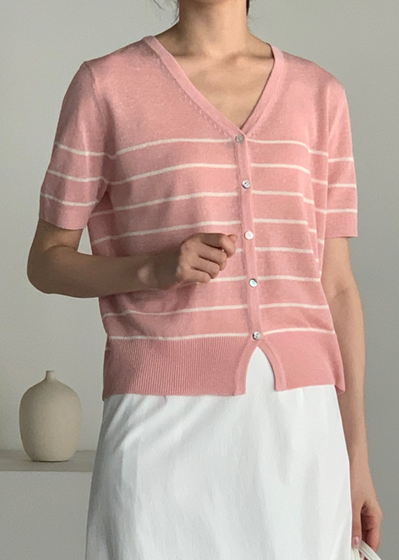 Striped linen cardigan