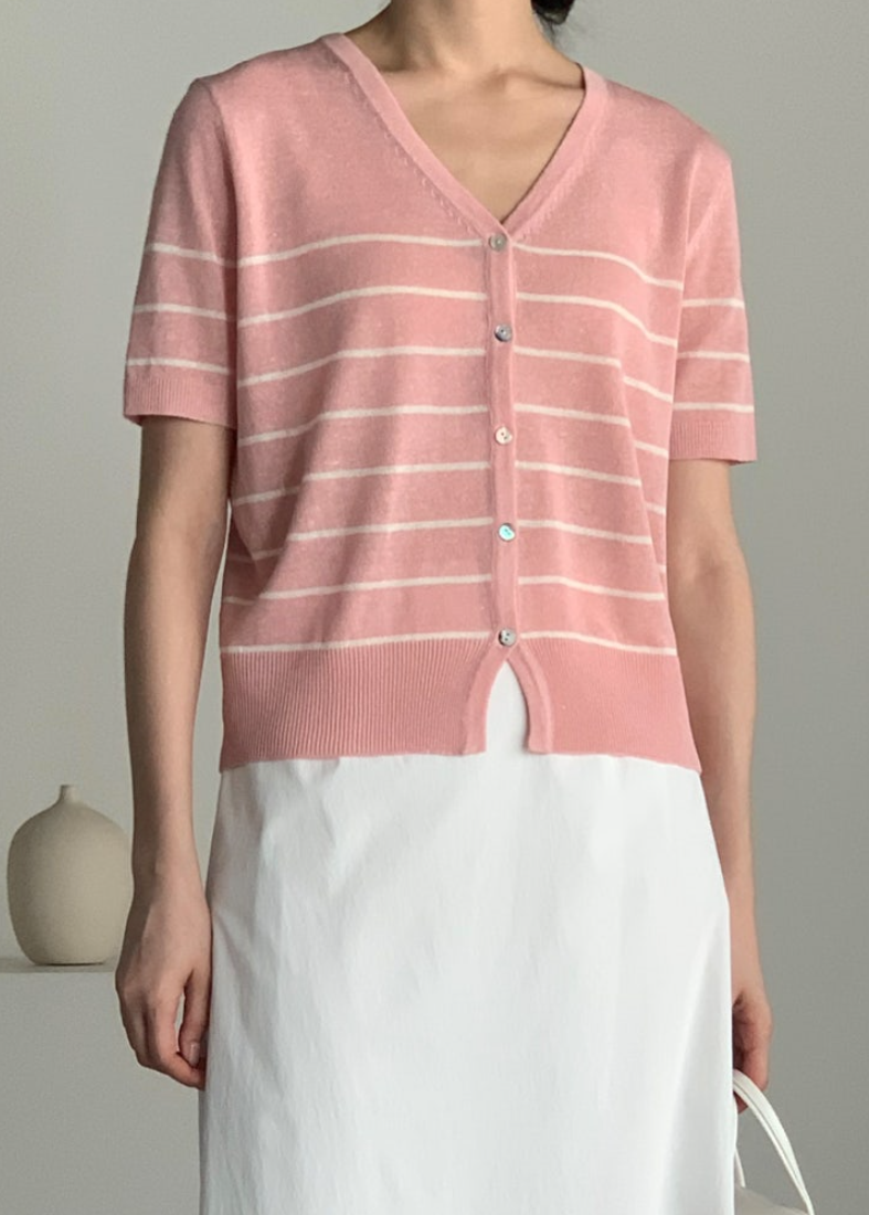 Striped linen cardigan
