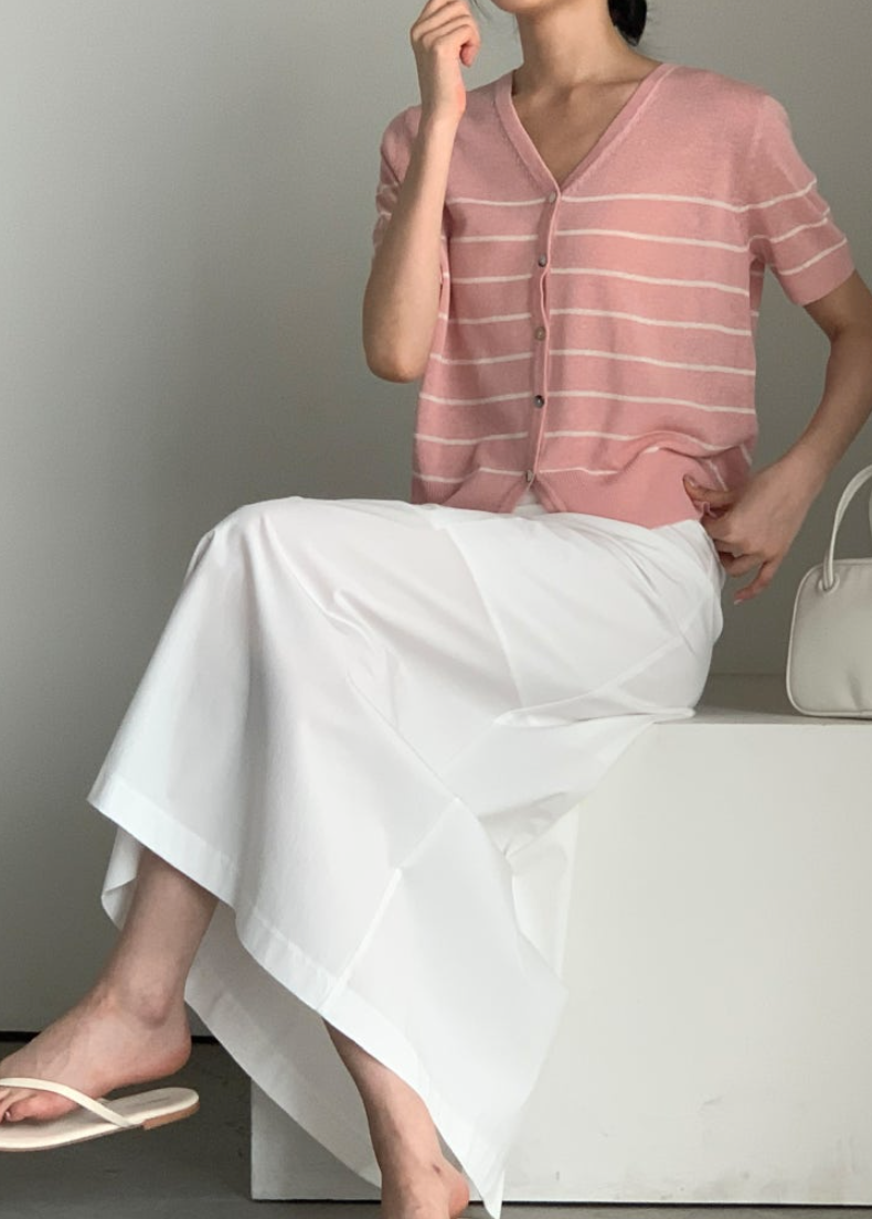Striped linen cardigan