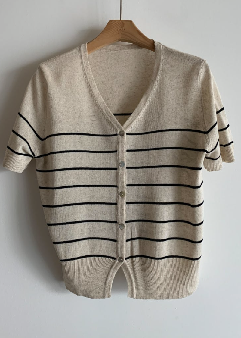 Striped linen cardigan