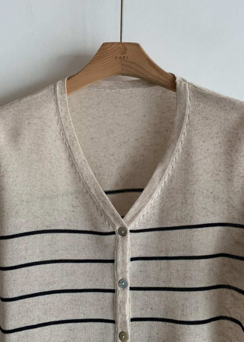 Striped linen cardigan