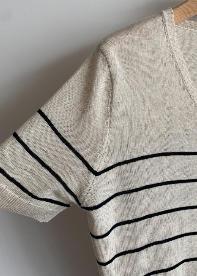 Striped linen cardigan