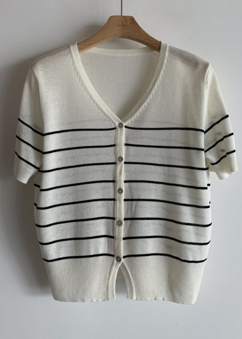 Striped linen cardigan