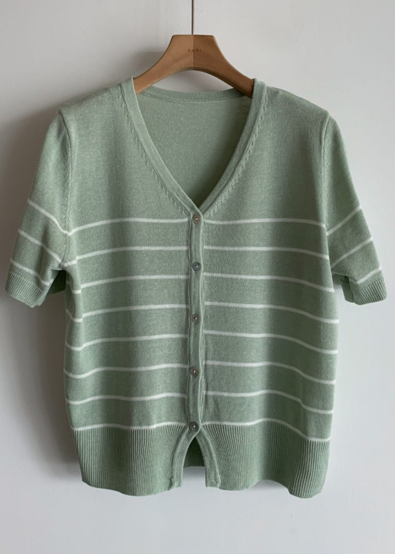 Striped linen cardigan