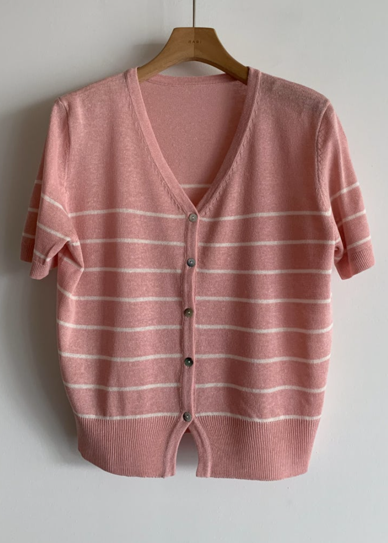Striped linen cardigan