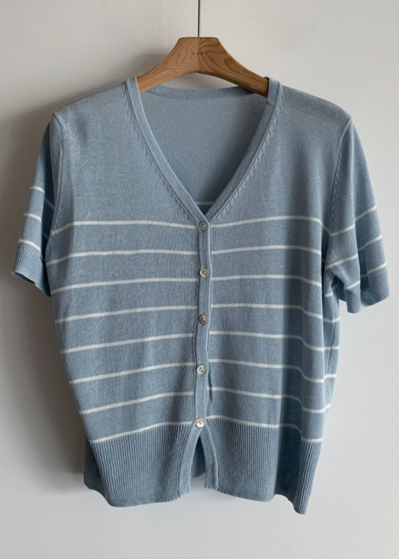 Striped linen cardigan
