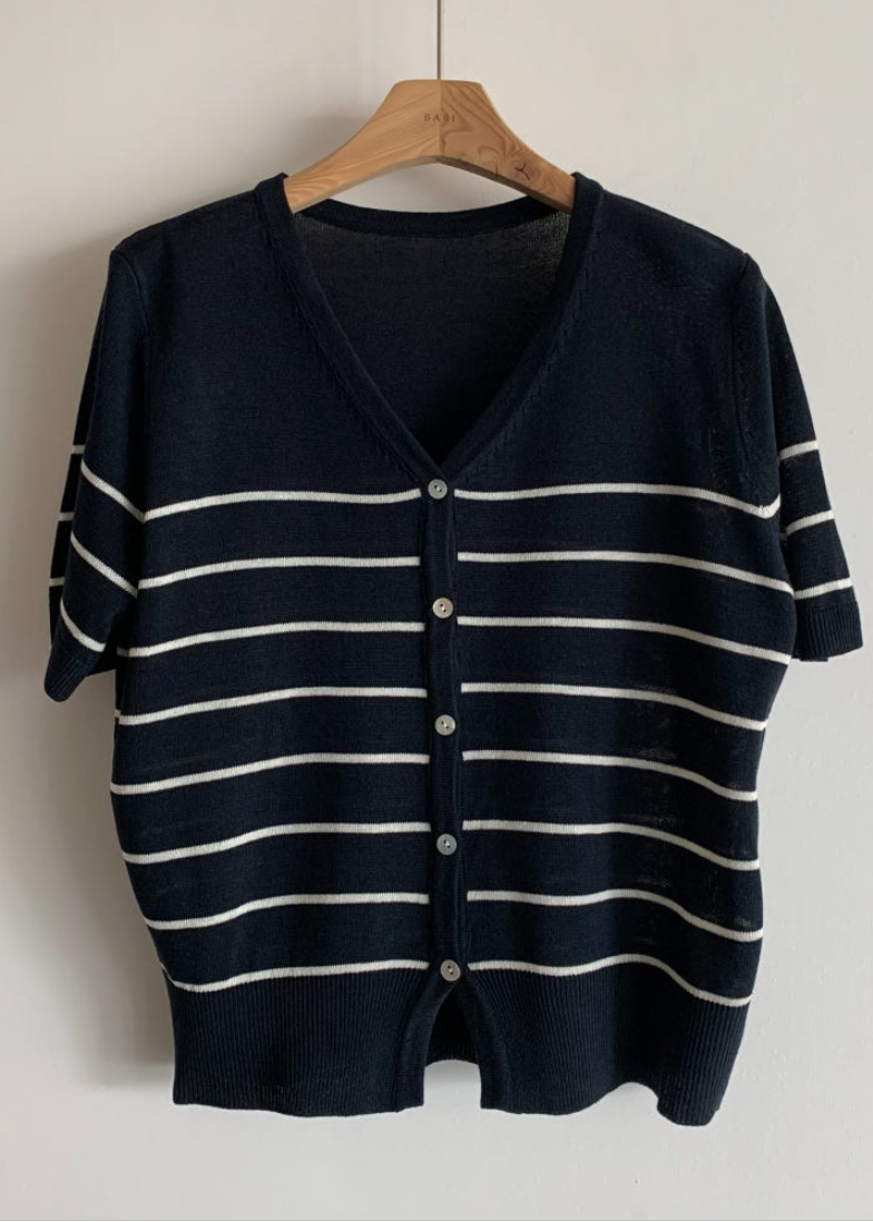 Striped linen cardigan