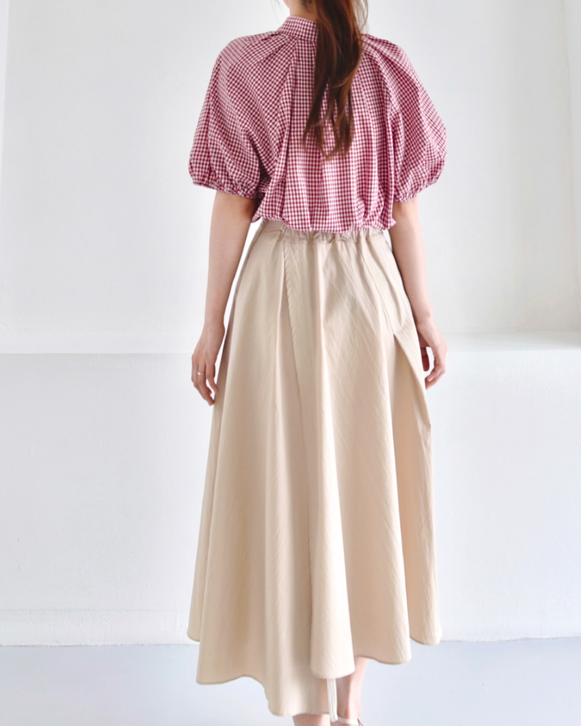 Gingham puff shirt