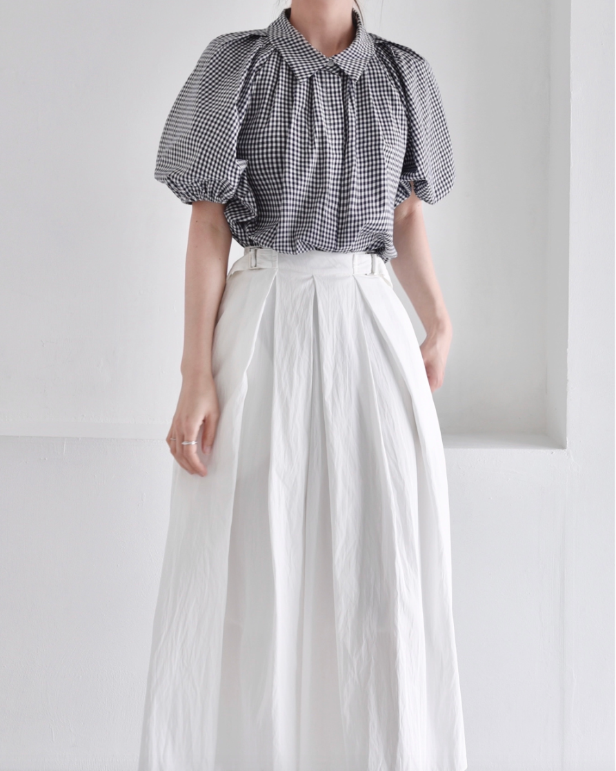 Gingham puff shirt