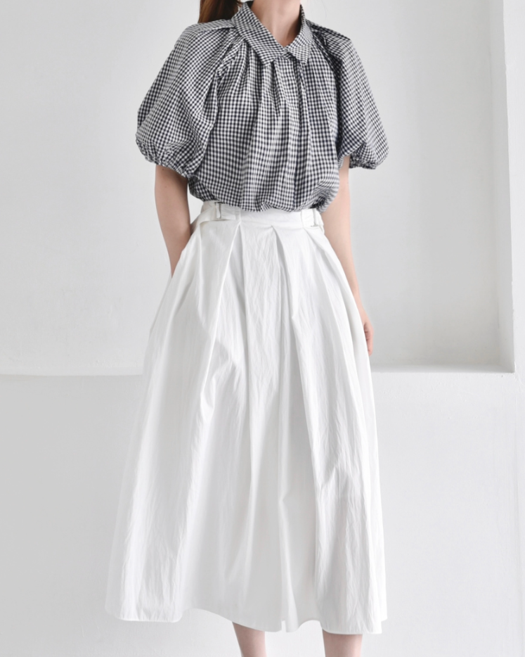 Gingham puff shirt