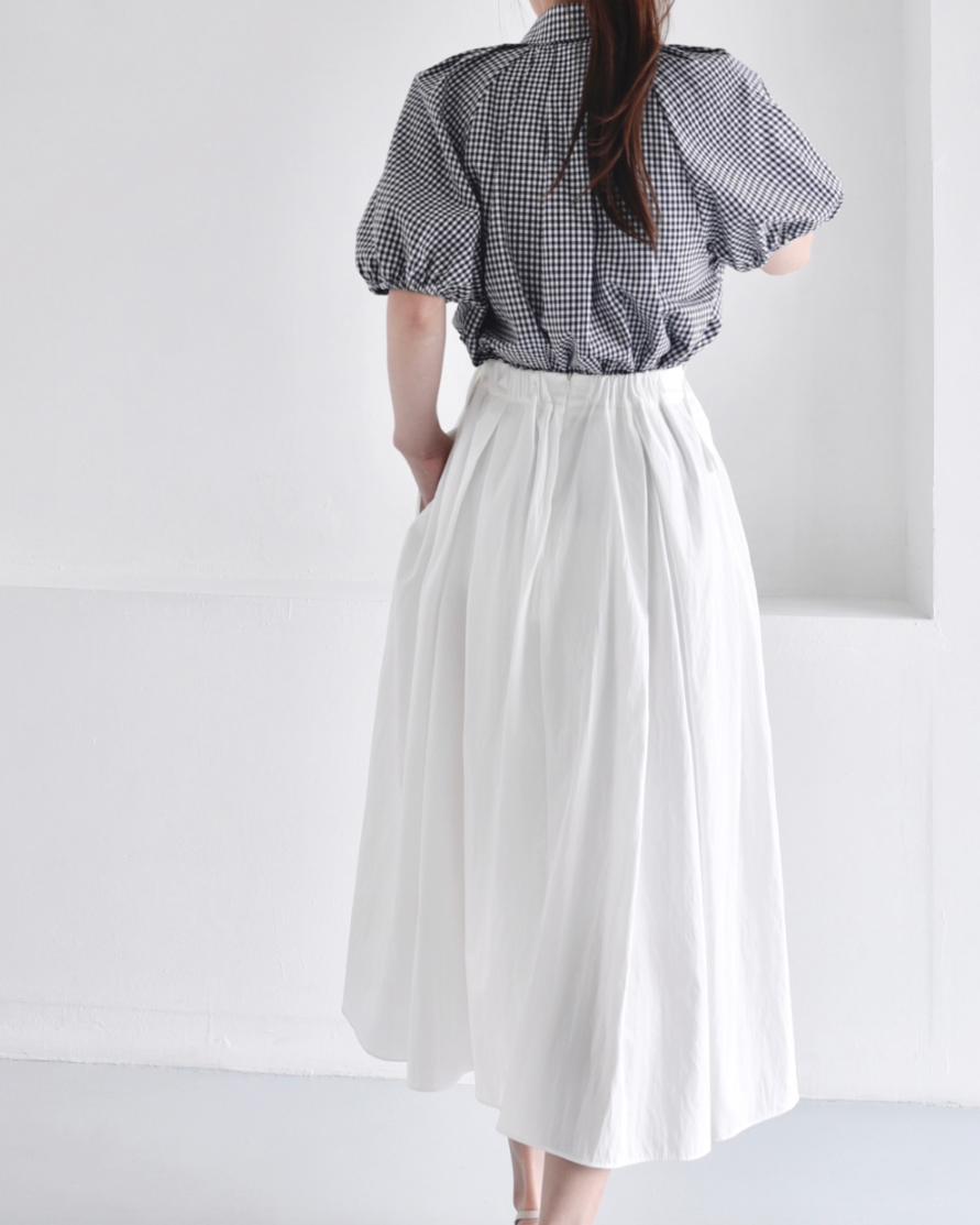 Gingham puff shirt