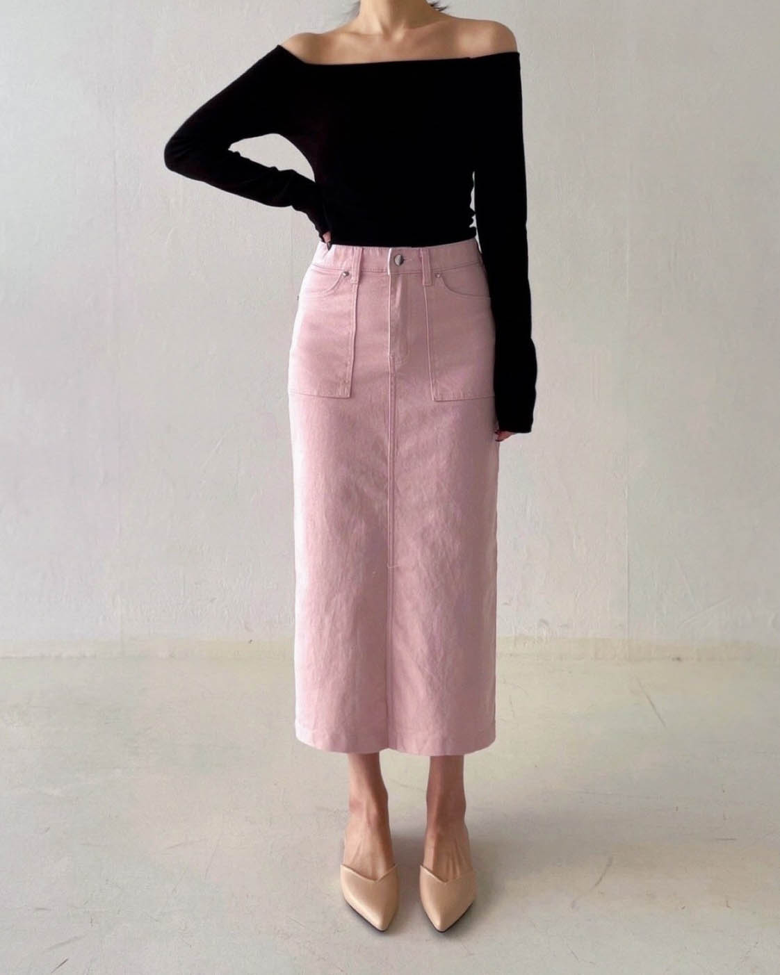Big pocket cotton skirt