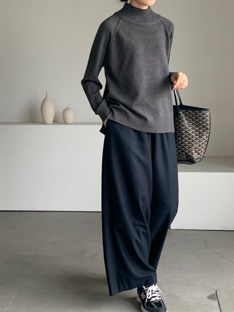 (F/W) Ribbed high neck sweater