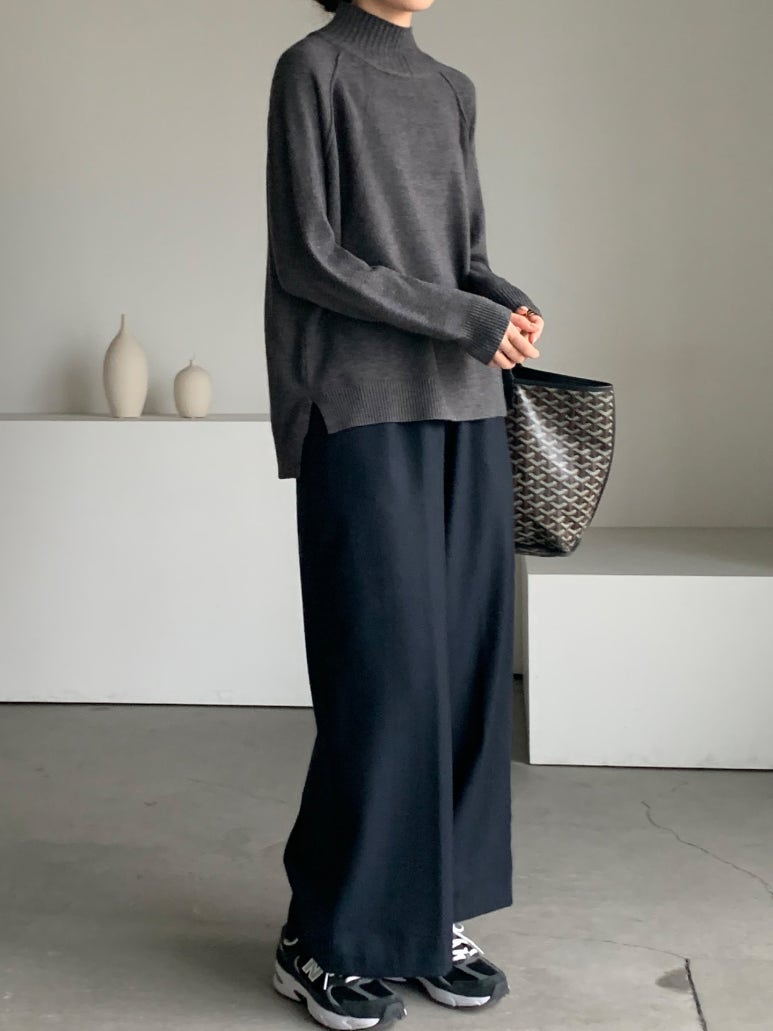 (F/W) Ribbed high neck sweater