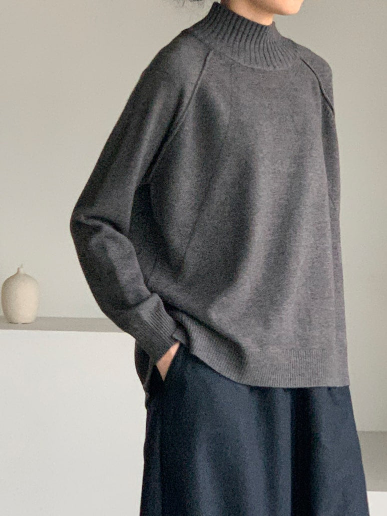 (F/W) Ribbed high neck sweater
