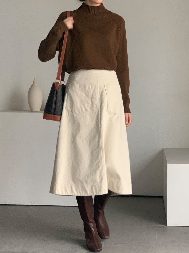 (F/W) Ribbed high neck sweater