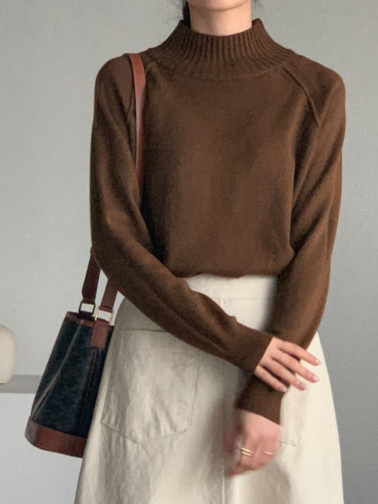 (F/W) Ribbed high neck sweater