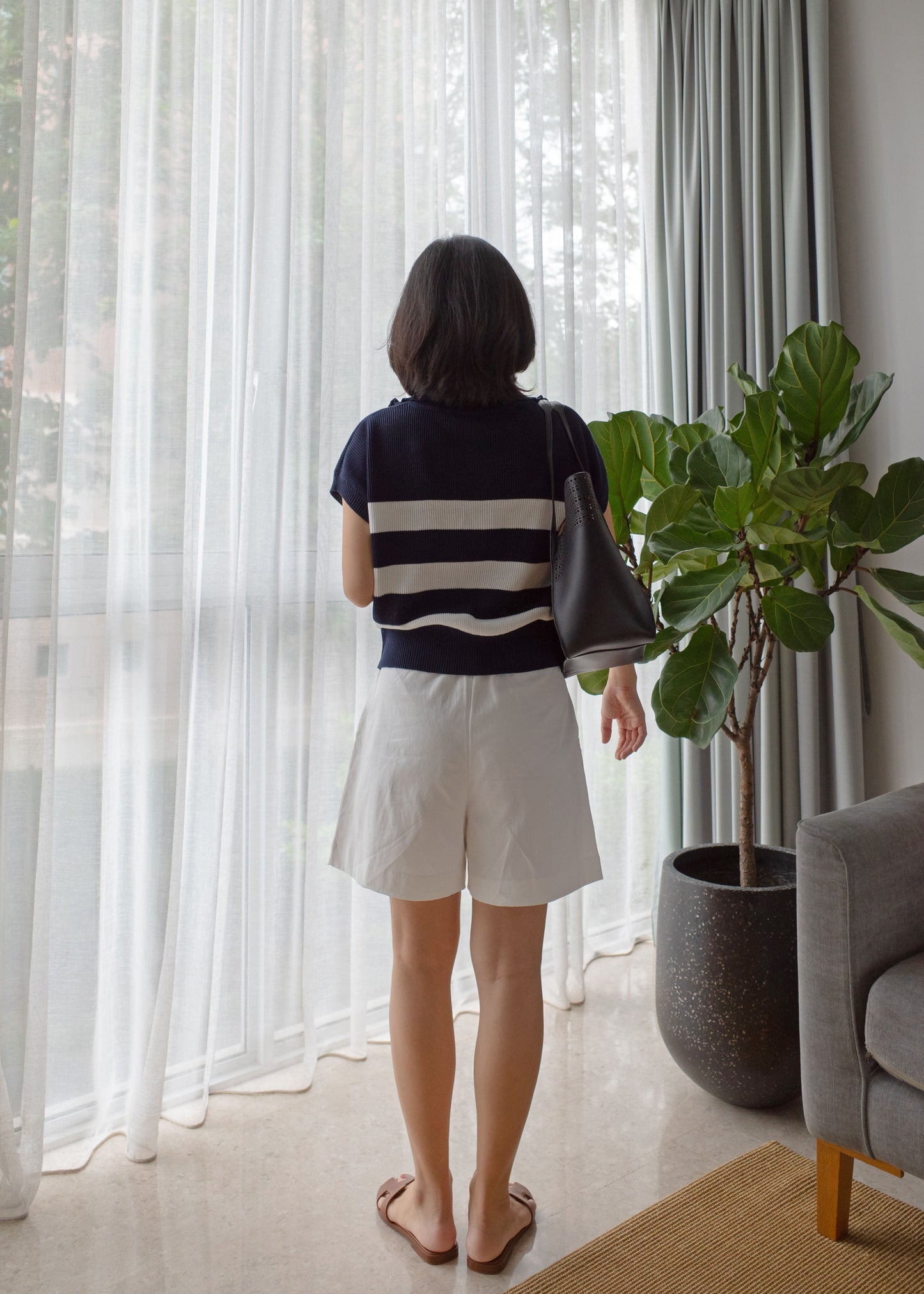 Cotton striped zip sweater