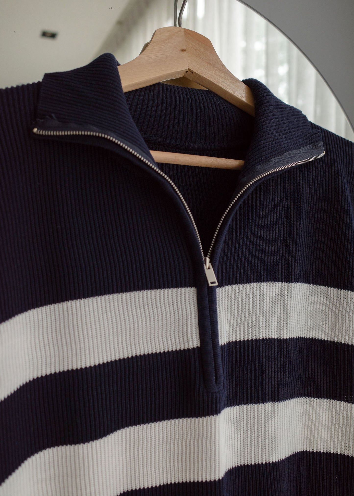 Cotton striped zip sweater