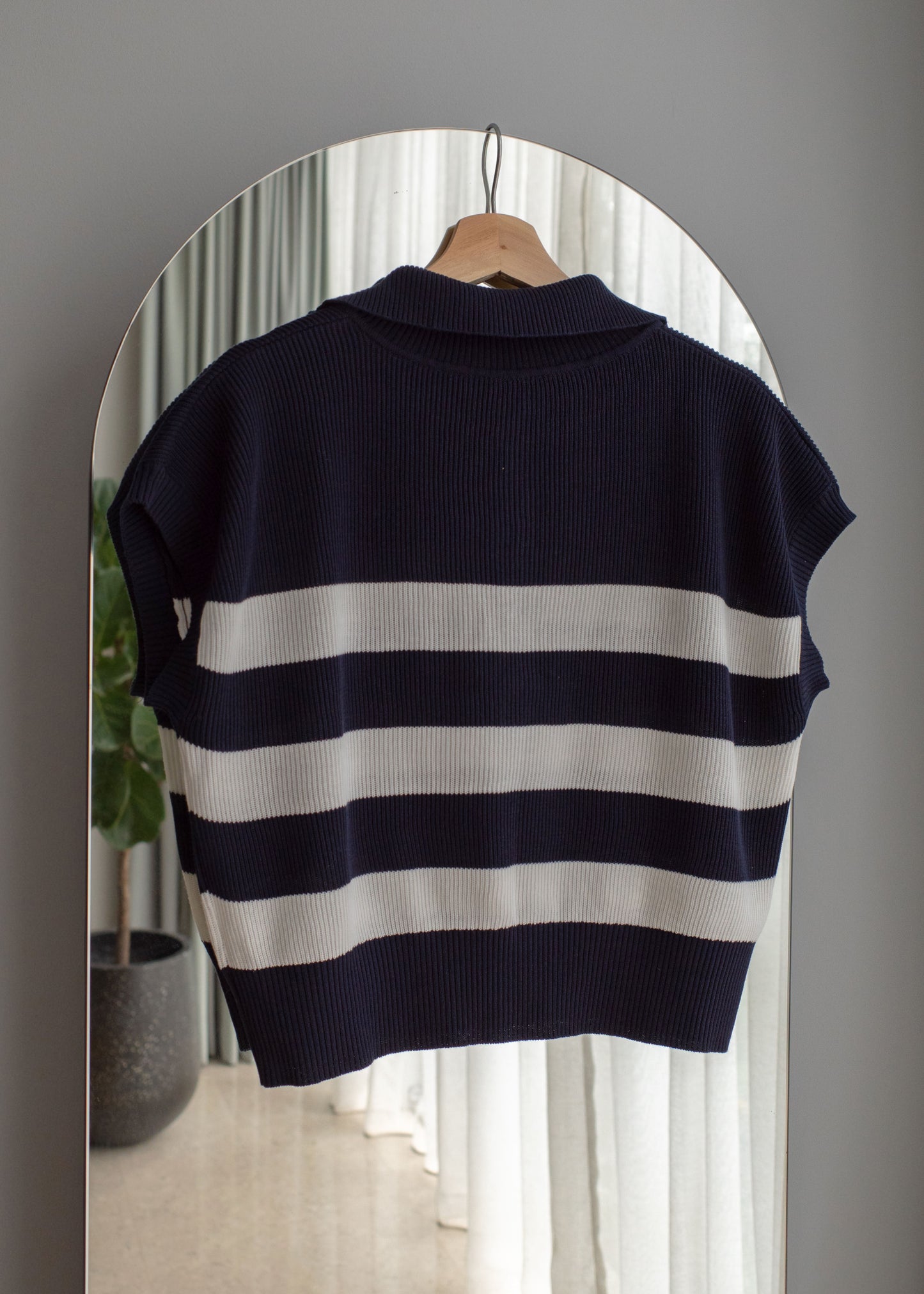 Cotton striped zip sweater