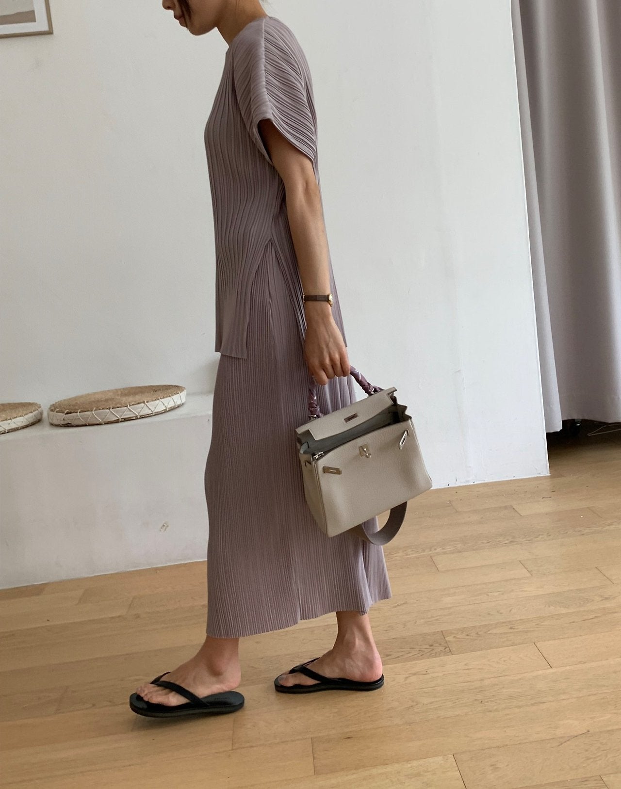 Pleats blouse and skirt set