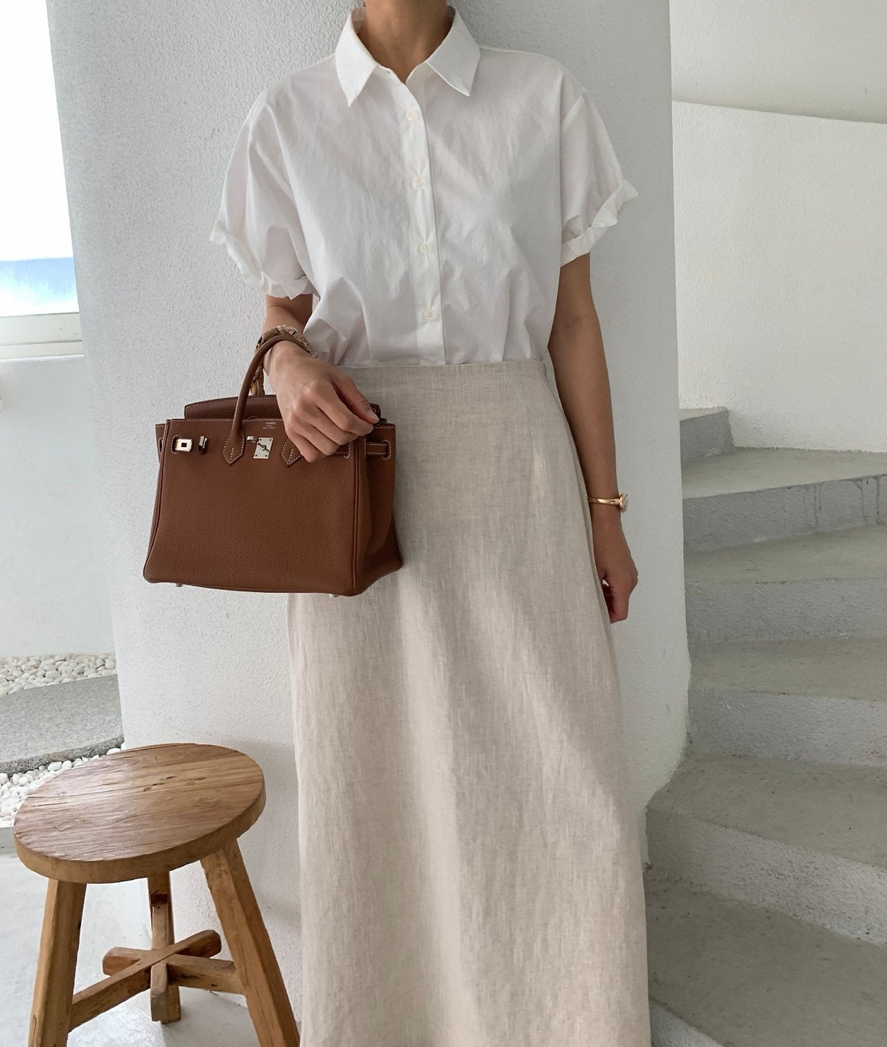 Rolled-up cotton shirt