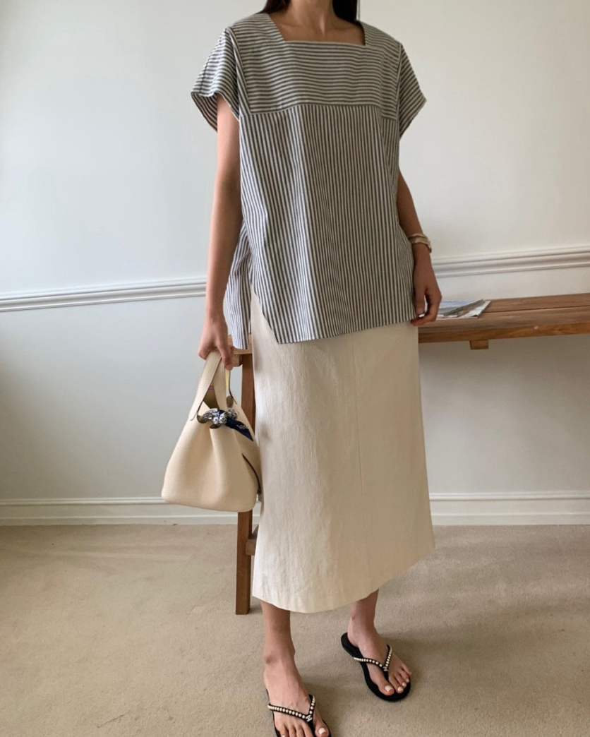 Striped tunic blouse