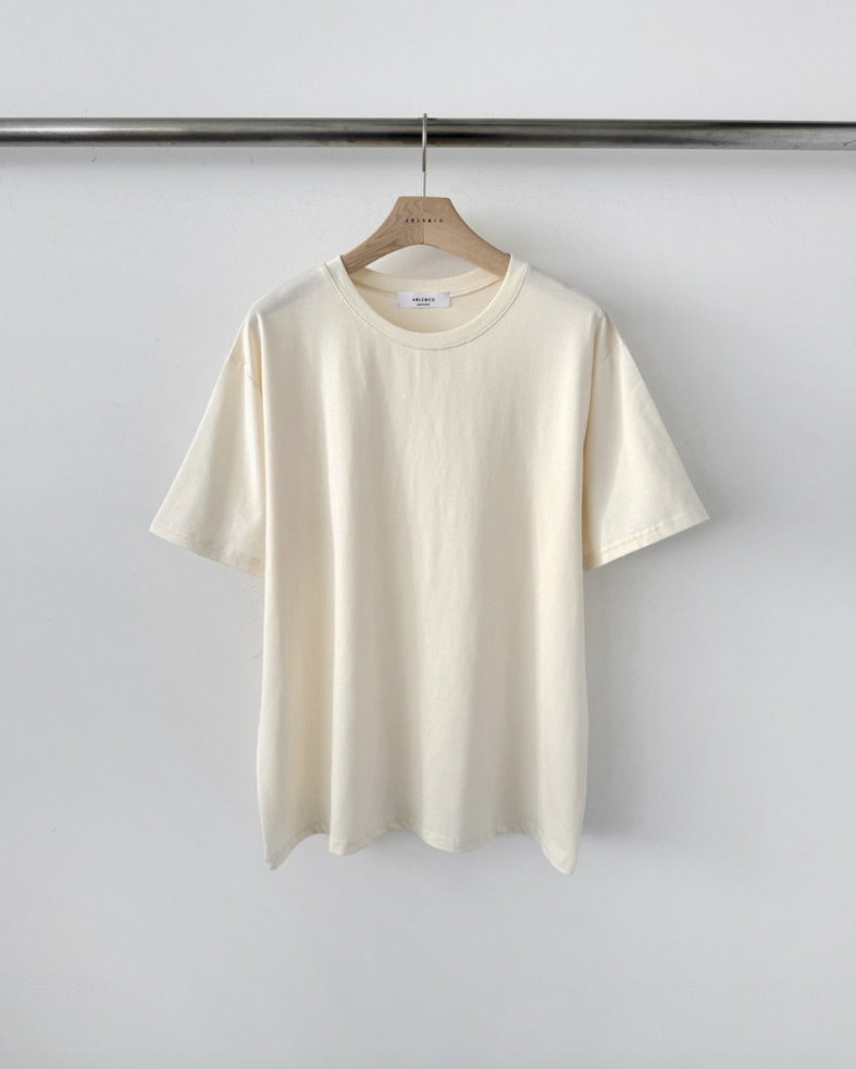 Cream modal basic T-shirt