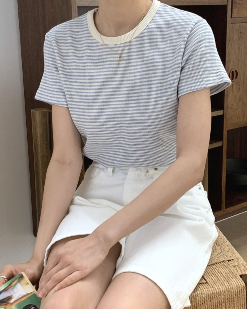 Summer waffle striped t-shirt