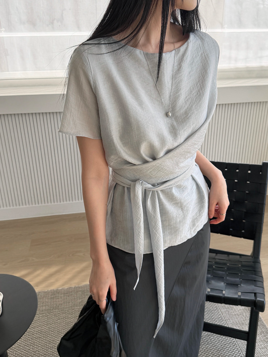 Waist sash blouse