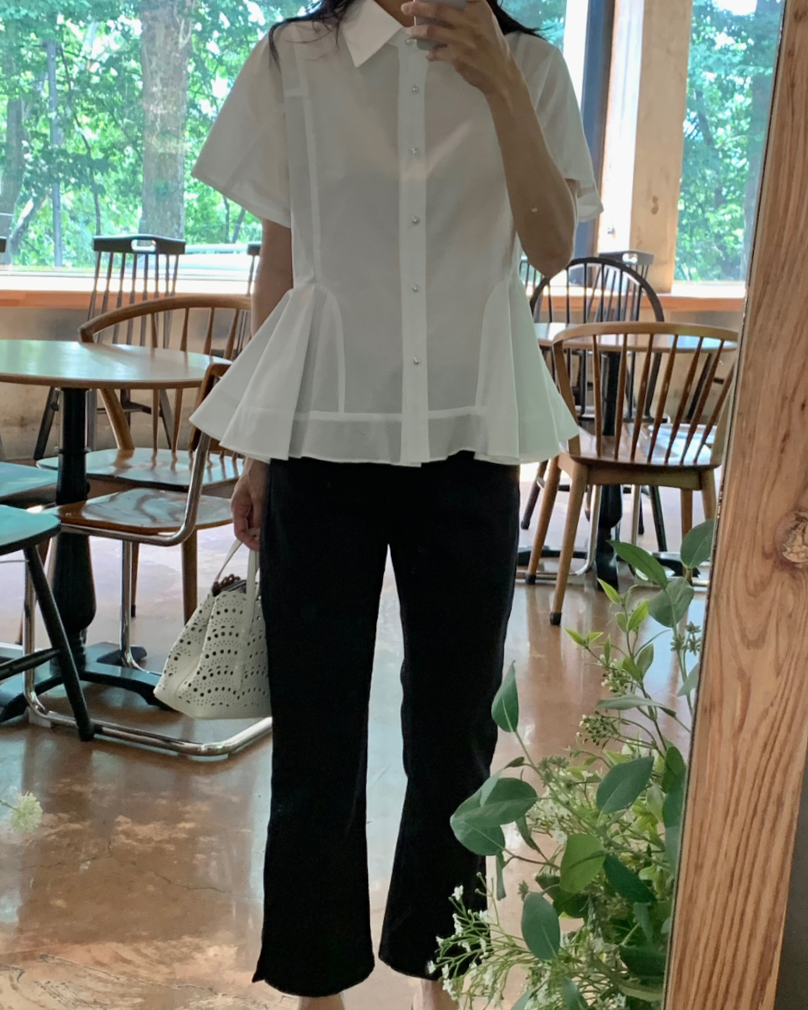 Pearl button peplum blouse